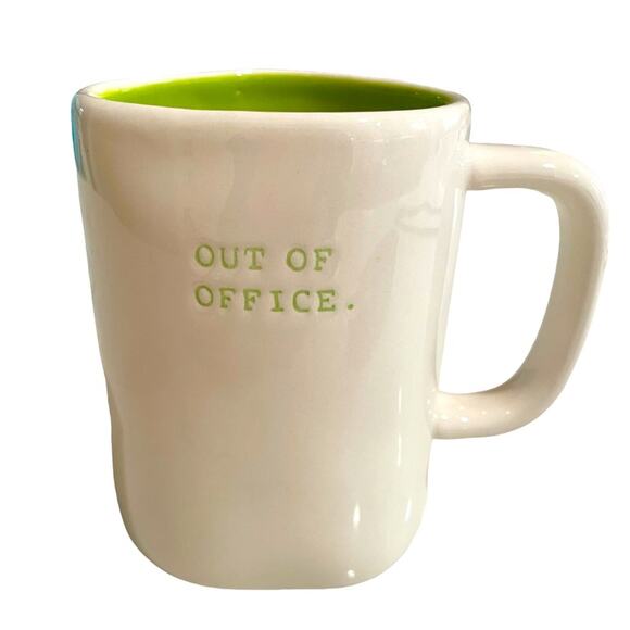 Rae Dunn Other - Rae Dunn Out Of Office Coffee Mug Typewriter Font Lime Green Inside Vintage